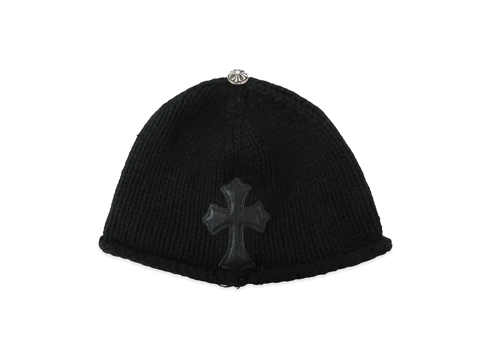 Chrome Hearts Leather Cross Patch Cashmere Beanie "Black"