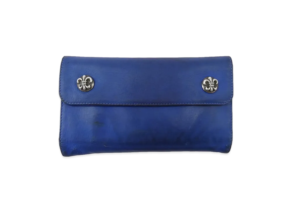 Chrome Hearts Wave BS Flare Button Soft Leather Wallet "Blue"