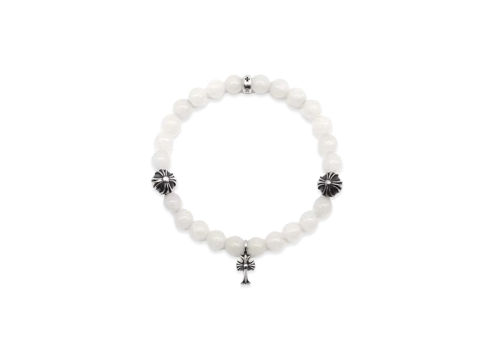 Chrome Hearts 6mm 4 Silver Cross Bead Bracelet "White"