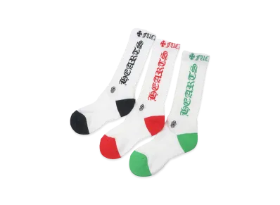 Chrome Hearts 3PK Dagger Embroidered Socks "Black/Red/Green"