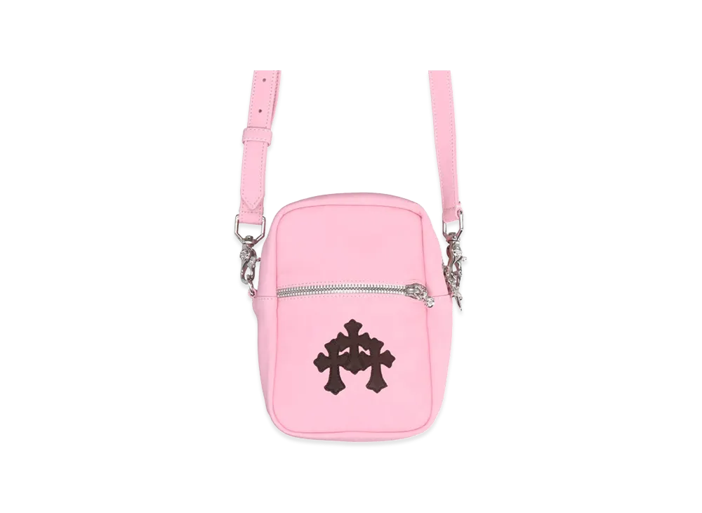 Chrome Hearts Cemetery Cross Patch Leather Shoulder Bag "Pink"