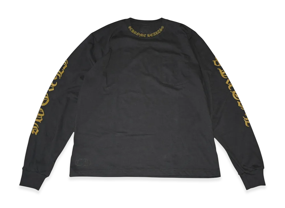 Chrome Hearts Neck Logo Pocket L/S T-Shirt "Black/Gold"