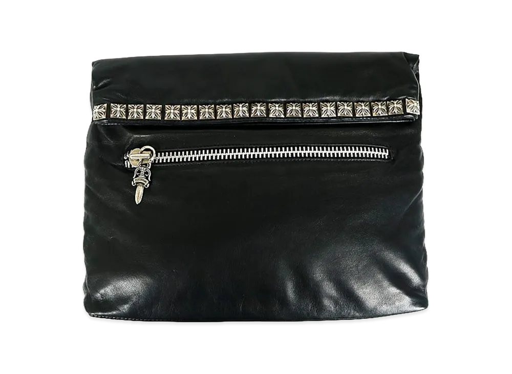 Chrome Hearts Pyramid Studs Leather Clutch Bag "Black"
