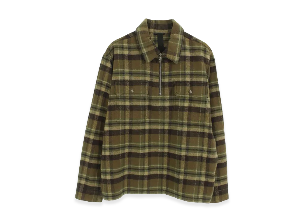 Chrome Hearts Underdog Half Zip Pullover Check L/S Shirt "Brown"