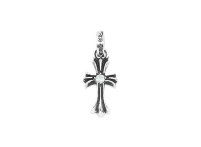 Chrome Hearts CH Cross Baby Fat Charm with Single Diamond "Silver"
