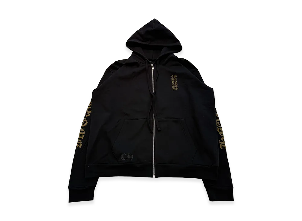 Chrome Hearts Vertical Logo Zip Up Hoodie "Black/Army Green"