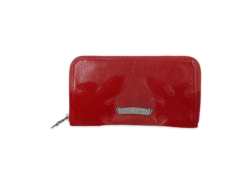 Chrome Hearts REC F ZIP Double Fleur Round Zip Leather Long Wallet "Red"