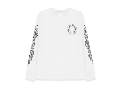Chrome Hearts Horseshoe Floral Sleeve Waffle Thermal Shirt "White"