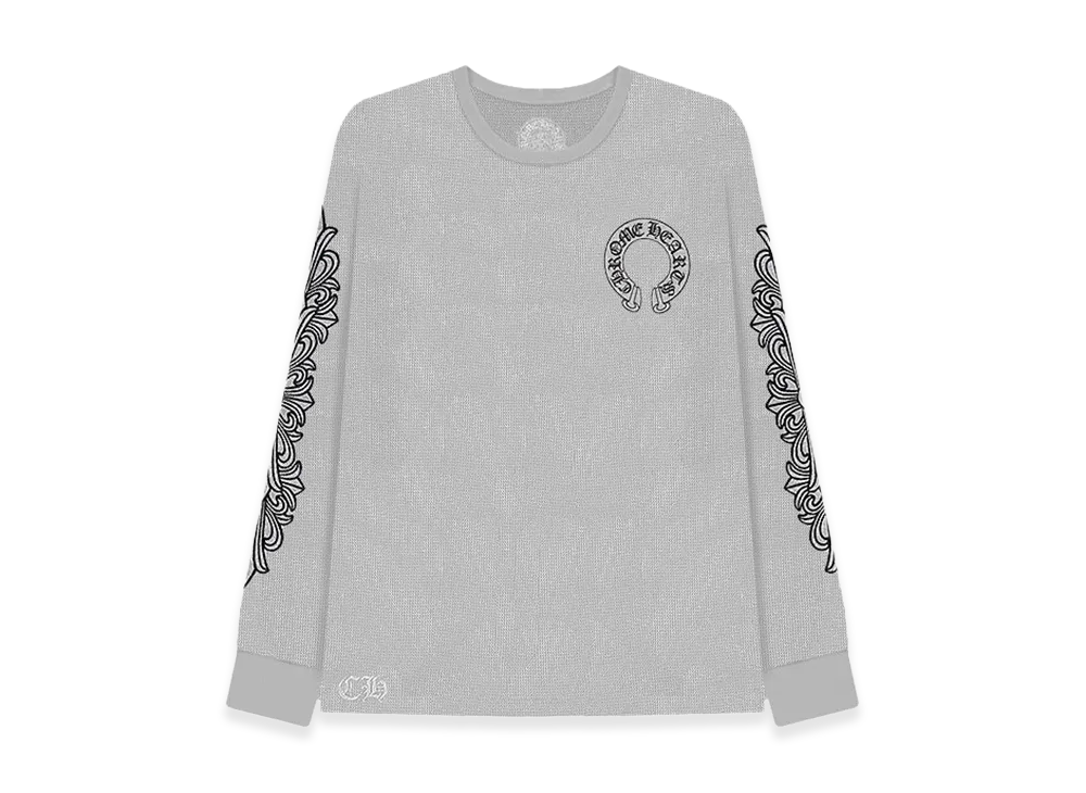 Chrome Hearts Horseshoe Floral Sleeve Waffle Thermal Shirt "Grey"