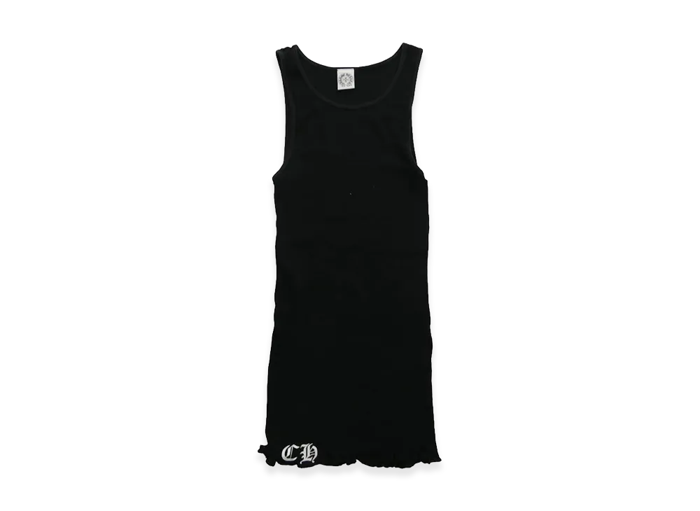 クロムハーツ スクロールラベルプリント リブ タンクトップ "ブラック"