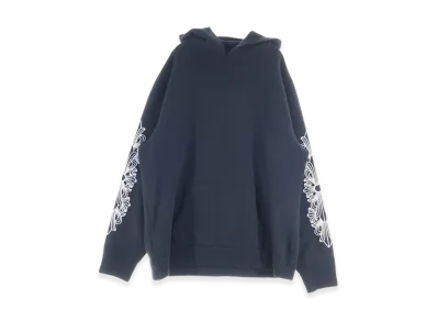 Chrome Hearts Arm Floral Cross Embroidered Cashmere Pullover Hoodie "Black"