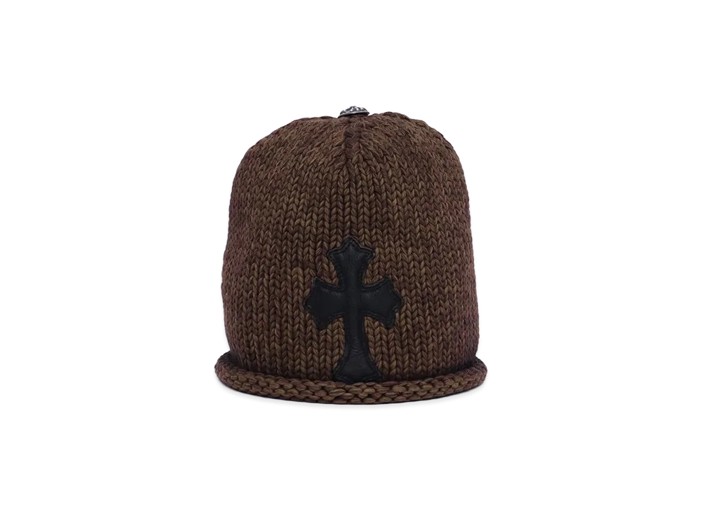 Chrome Hearts Leather Cross Patch Cotton Beanie "Brown/Black"