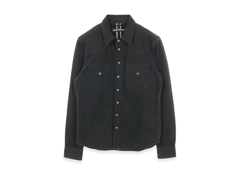 Chrome Hearts Arm Cross Patch Crossball Button Denim Shirt "Black"
