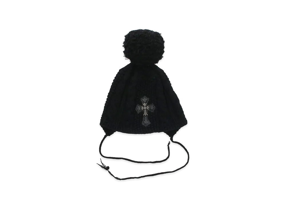 Chrome Hearts CH Cross Patch Pom-Pom Beanie "Black/Silver"