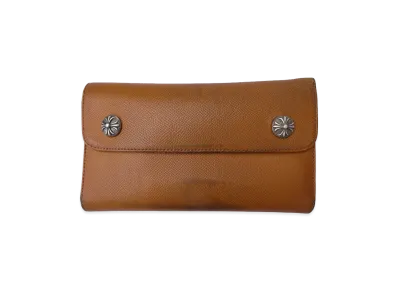 Chrome Hearts Wave Crossball Button Leather Wallet "Brown"