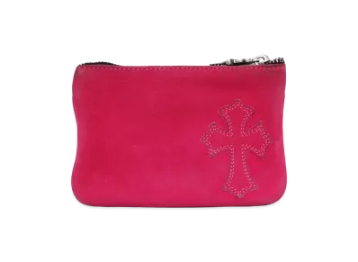 Chrome Hearts Zipper Change Purse Cross Patch Nubuck Dagger Zip "Pink"