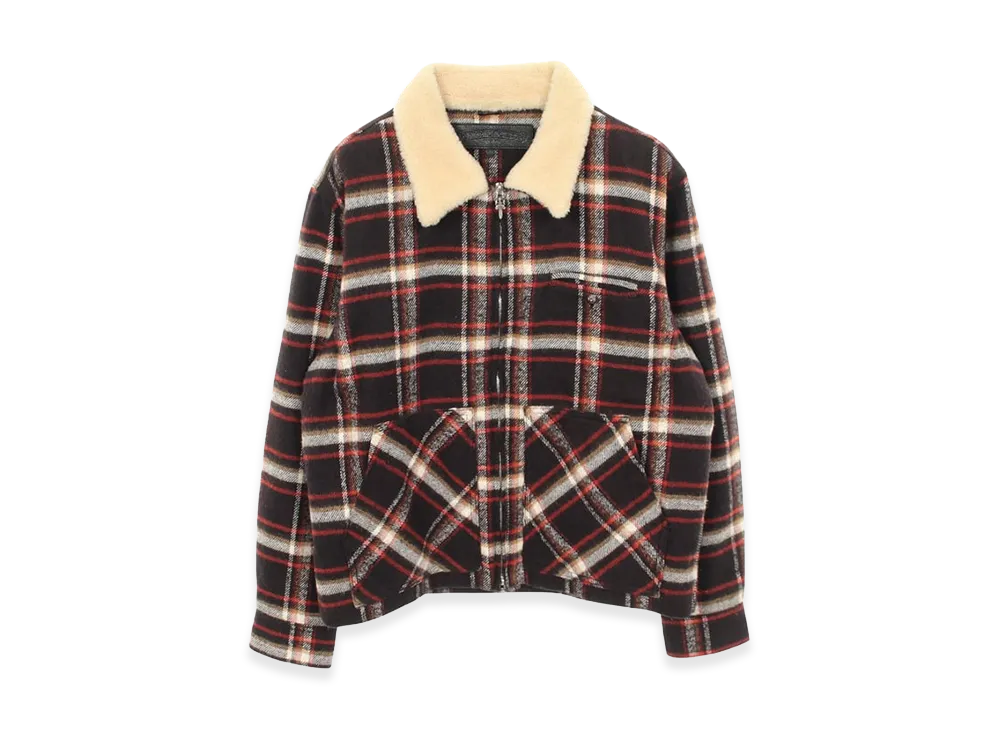 Chrome Hearts U Black Sheep Pld Double Zip Mouton Collar Check Boa Jacket "Brown"