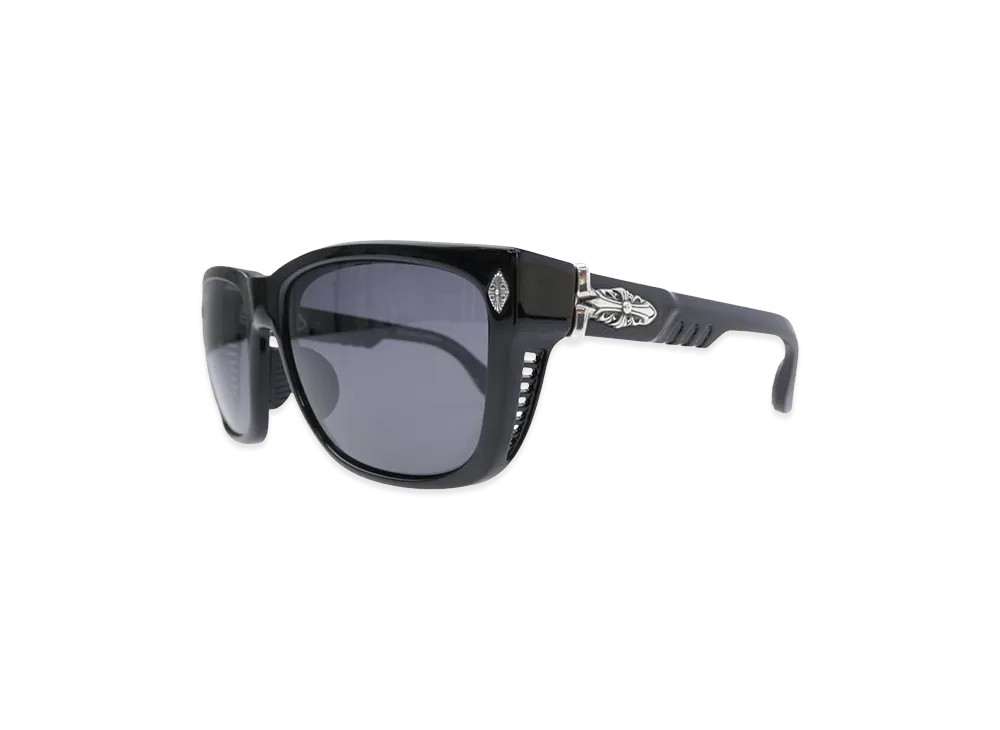 Chrome Hearts 59 18-140 Disco Stick Floral Temple Cell Frame Sunglasses "Black/Silver"