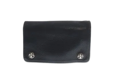 Chrome Hearts 1 Zip Fleur Ball Button Leather Wallet "Black"