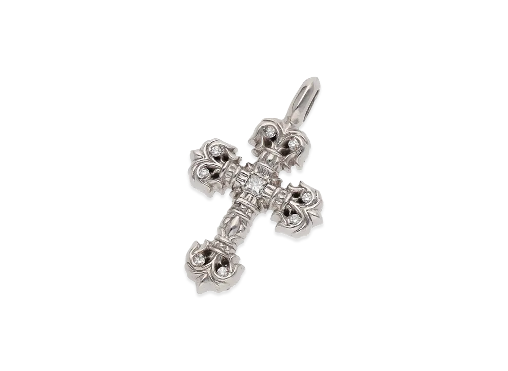 Chrome Hearts Tiny Filigree Pave Diamond Necklace Top "White Gold"