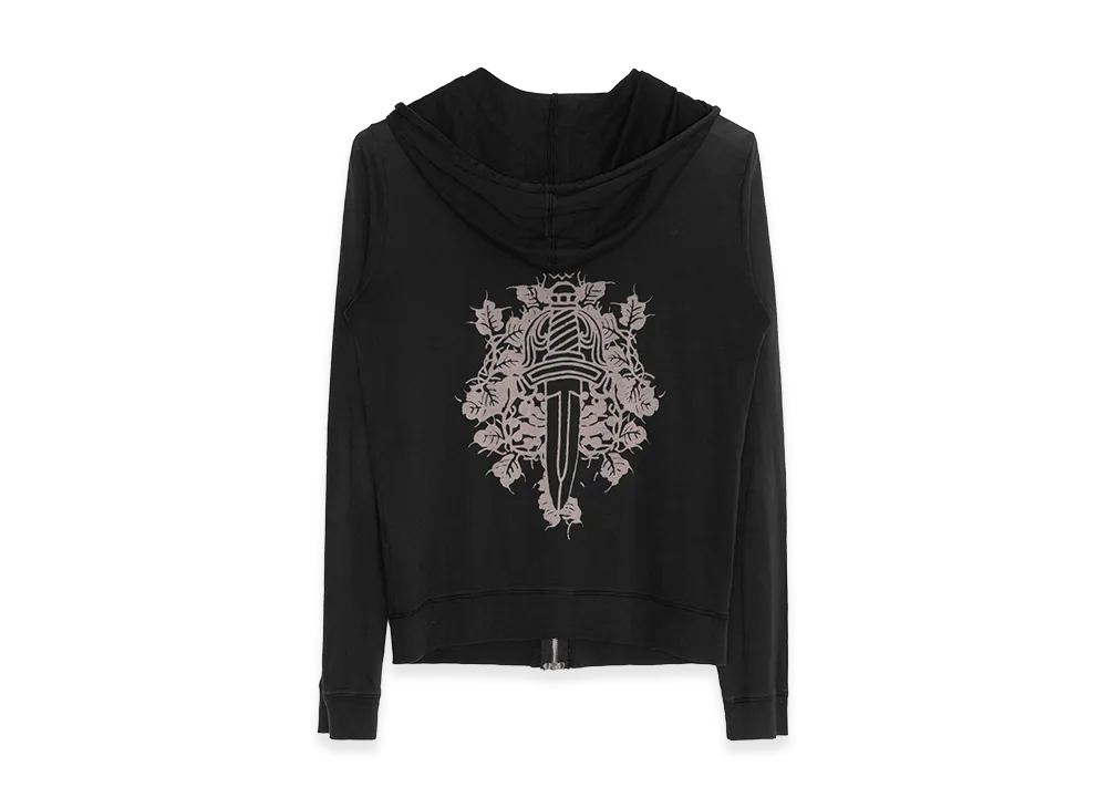 クロムハーツ ウィメンズ バックロゴ ダガー ジップフーディー "ブラック"