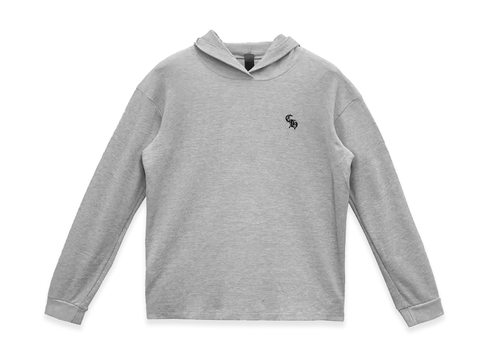 クロムハーツ CH刺繍 ワッフル プルオーバーフーディー "グレー"