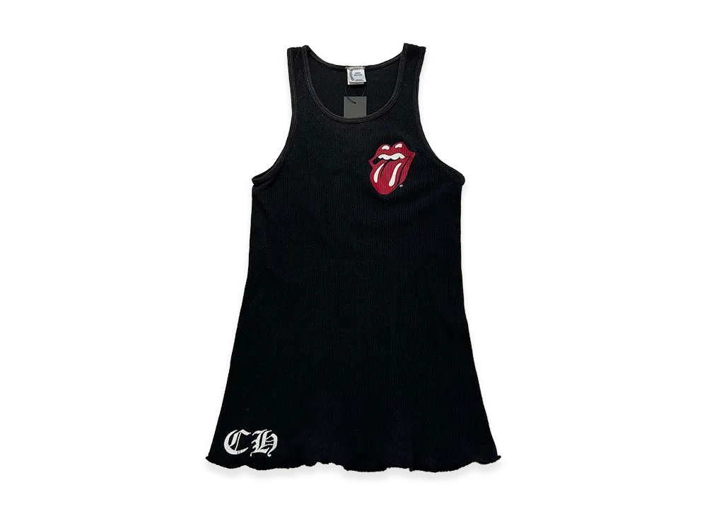 クロムハーツ x ザ ローリング ストーンズ リップアンドタン ホースシュー リブ タンクトップ "ブラック"