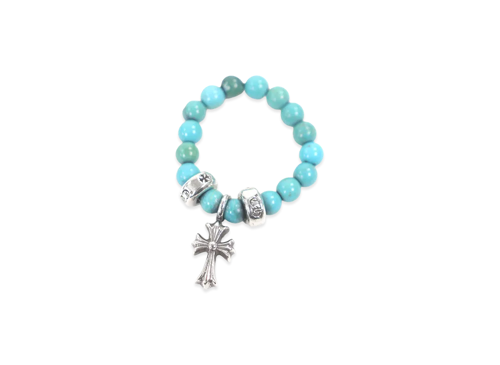 クロムハーツ ビーズ リング CHクロス チャーム "ターコイズ/シルバー"