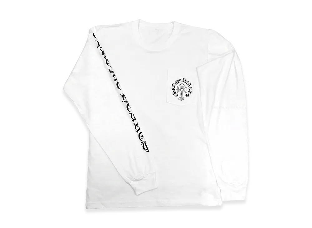 クロムハーツ ヘアリー クロス ＆ ホースシュー ロングスリーブ Tシャツ "ホワイト"