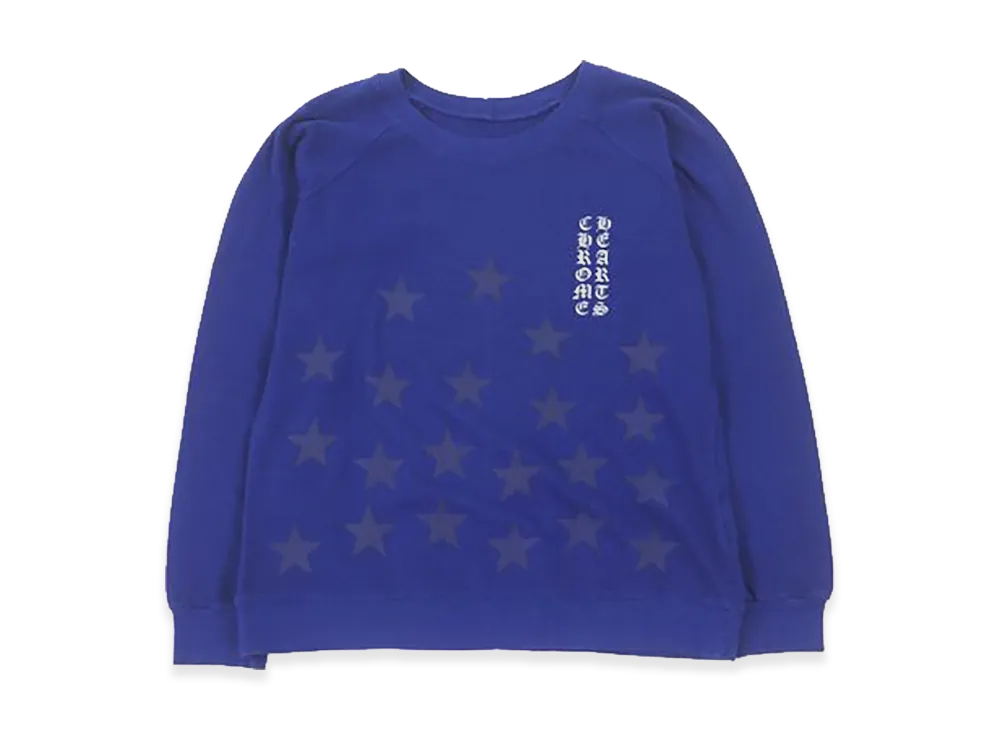 クロムハーツ スクロール ロゴ ＆ スターズ クルーネック スウェット "ブルー"
