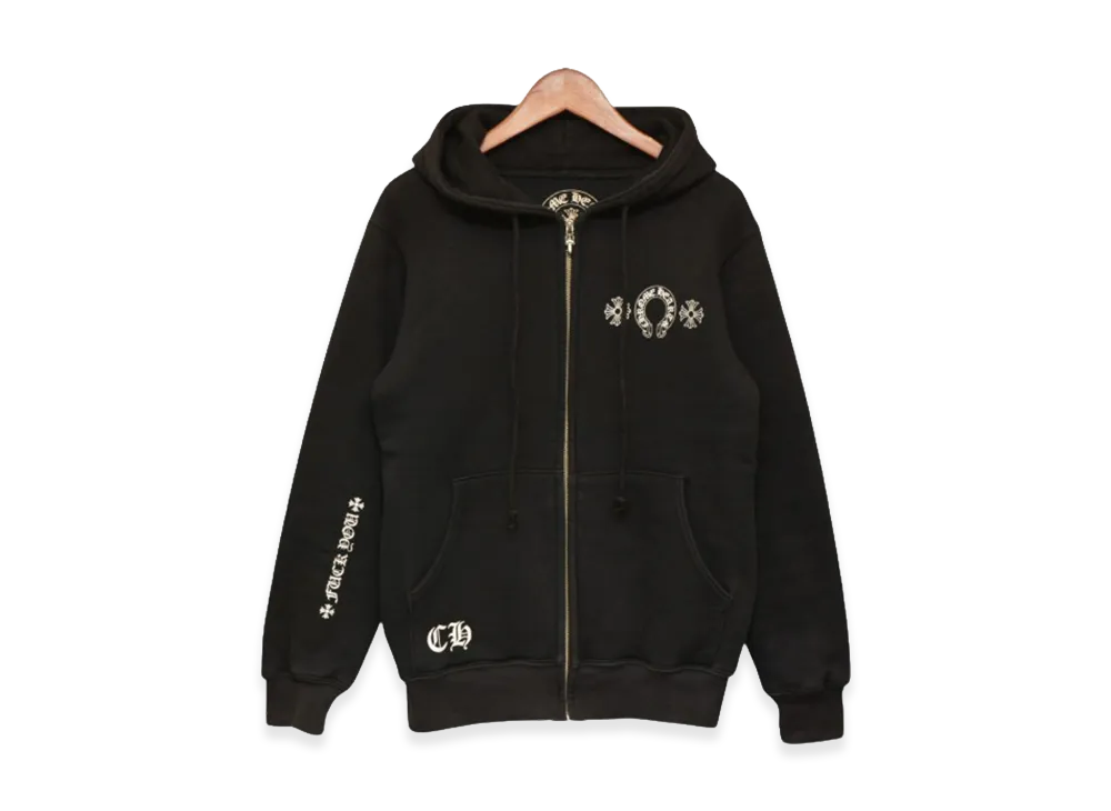 クロムハーツ ホースシュー サーマルラインド ジップアップ パーカー "ブラック"