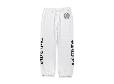 Chrome Hearts Cross Pattern Horseshoe Script Logo Sweatpants "White"