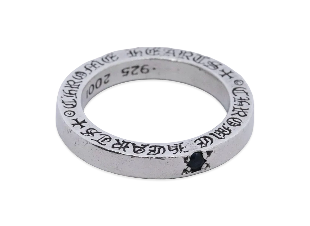 Chrome Hearts 3mm Spacer Ring Plain with Blue Sapphire "Silver"
