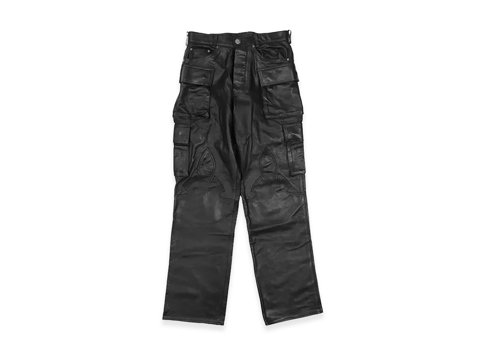 Chrome Hearts Cemetery Cross & Fleurknee Leather Pants "Black"