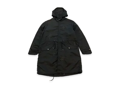 Chrome Hearts Y Not Puddles Cemetery Cross Leather Patch Nylon Zip Up Hooded Coat "Black"