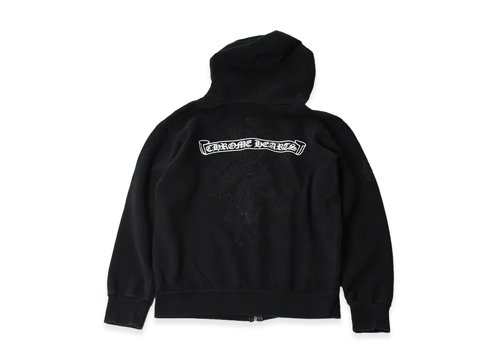 Chrome Hearts Cemetery Scroll Label Zip Up Hoodie "Black"