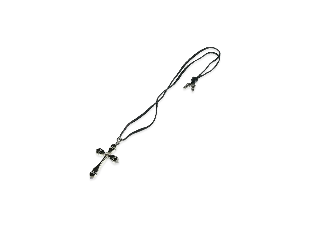 Chrome Hearts Large Spade Cross Pendant Leather Braid "Silver"