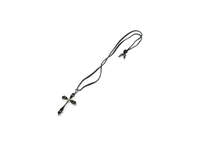 Chrome Hearts Large Spade Cross Pendant Leather Braid "Silver"