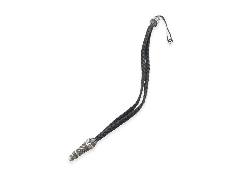 Chrome Hearts Phone Strap Large Bolo Tip Leather Braid "Black"