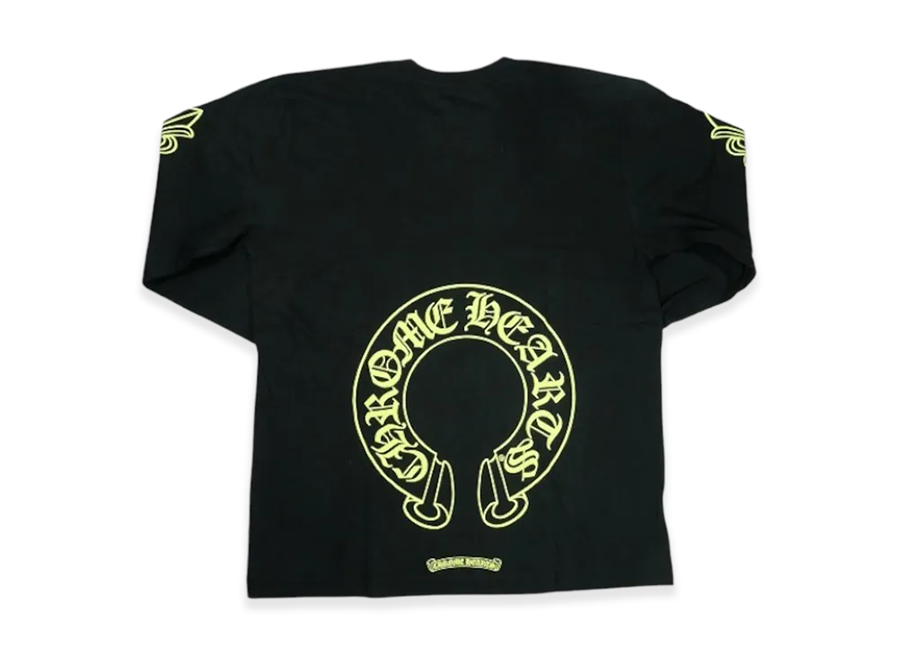 クロムハーツ ホースシュー ロングスリーブ Tシャツ "ブラック/ネオンイエロー"