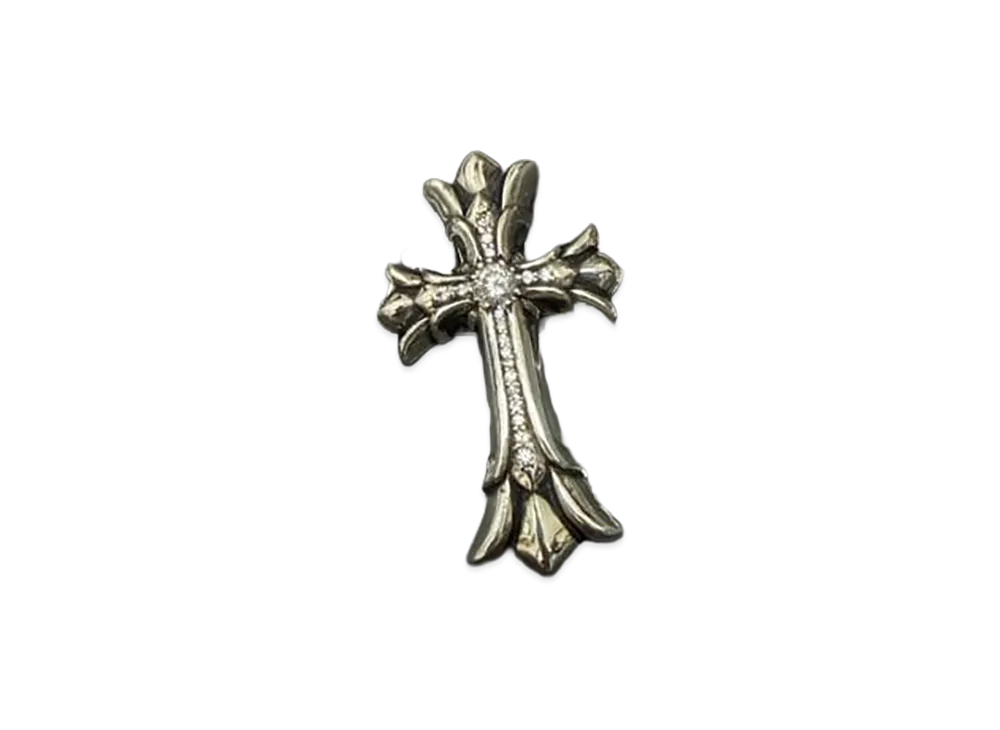 Chrome Hearts Small Double CH Cross Pave Diamond "Silver"