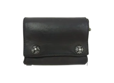 Chrome Hearts 3-Fold Cross Ball Leather Wallet "Black"