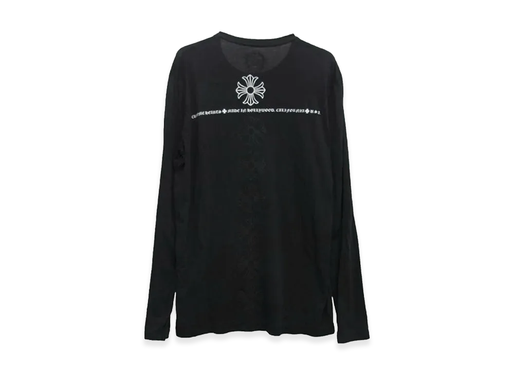 クロムハーツ CHプラス スクロールラベル バックプリント ロングスリーブ Tシャツ "ブラック"