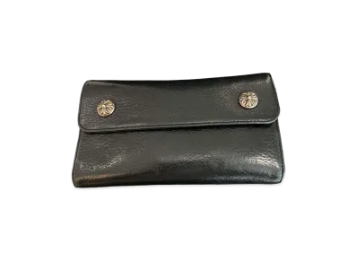Chrome Hearts Wave Cross Ball Leather Long Wallet "Black"