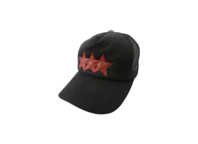 Chrome Hearts Vintage 3 Leather Star Patch Cross Ball Cap "Black"