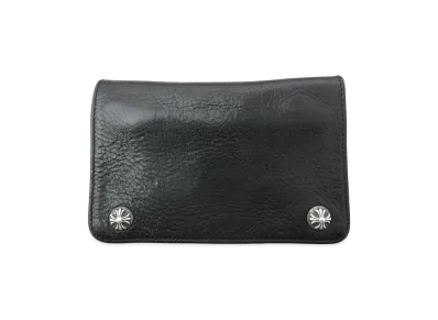 Chrome Hearts 2ZIP Cross Ball Button Leather Wallet "Black"