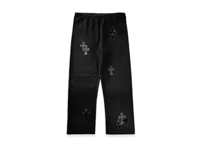 Chrome Hearts Y Not Multicolor Leather Cross Patch Sweatpants "Black"
