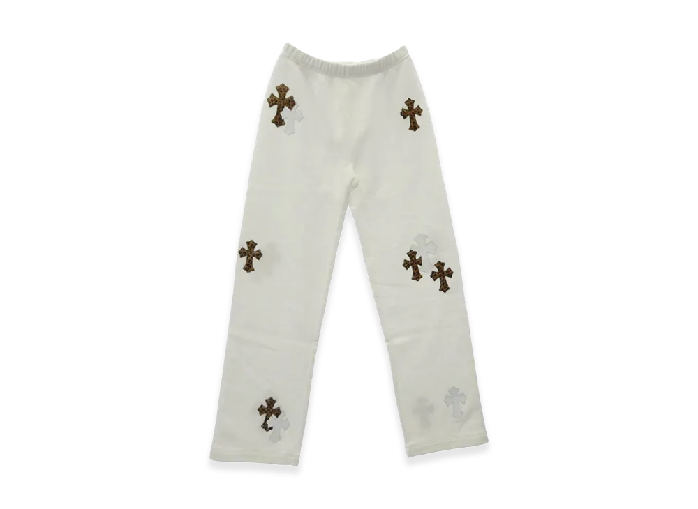 Chrome Hearts Y Not Multicolor Leather Cross Patch Sweatpants "White"