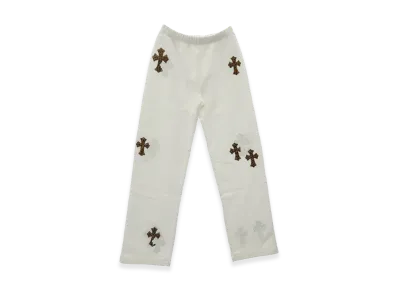 Chrome Hearts Y Not Multicolor Leather Cross Patch Sweatpants "White"
