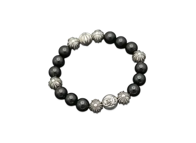 Chrome Hearts BEAD 8 Silver Elements Bead Bracelet "Black/Silver"